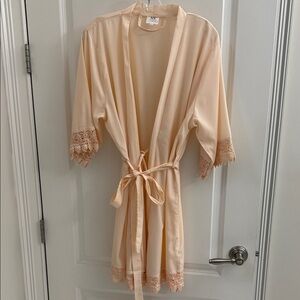 Elegant Blush Lace Trim Robe